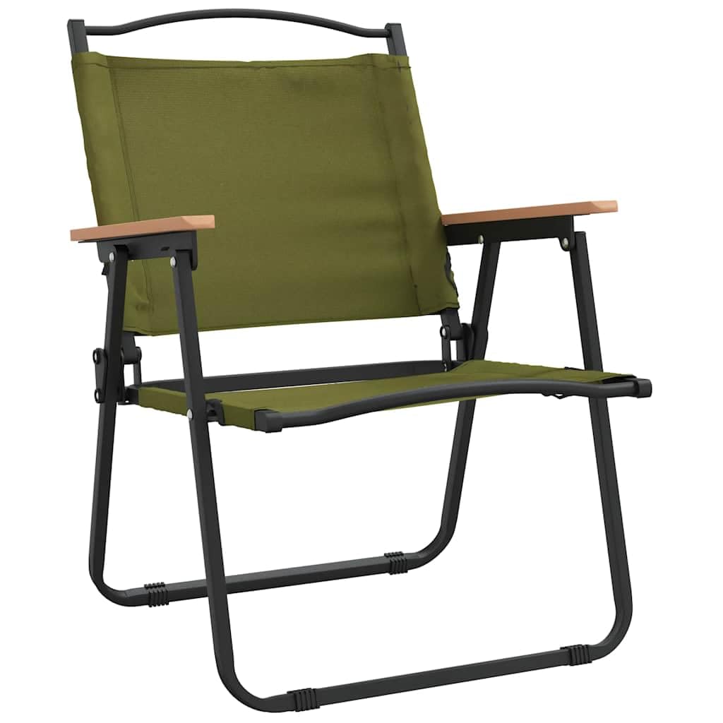 Green Oxford Fabric Folding Camping Chairs 2 Pack Q2810