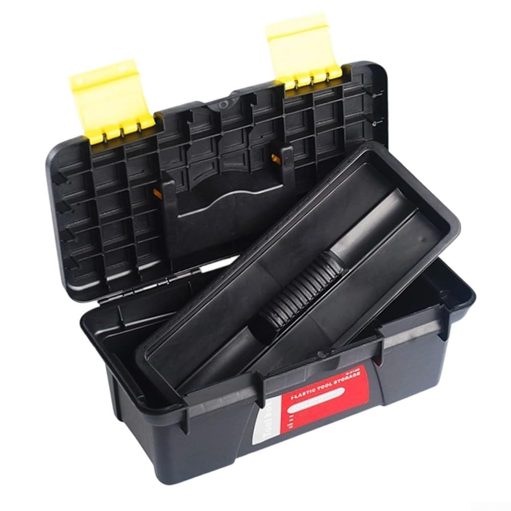 10 Inch Black Plastic Toolbox with Dual Layer Organization P1772