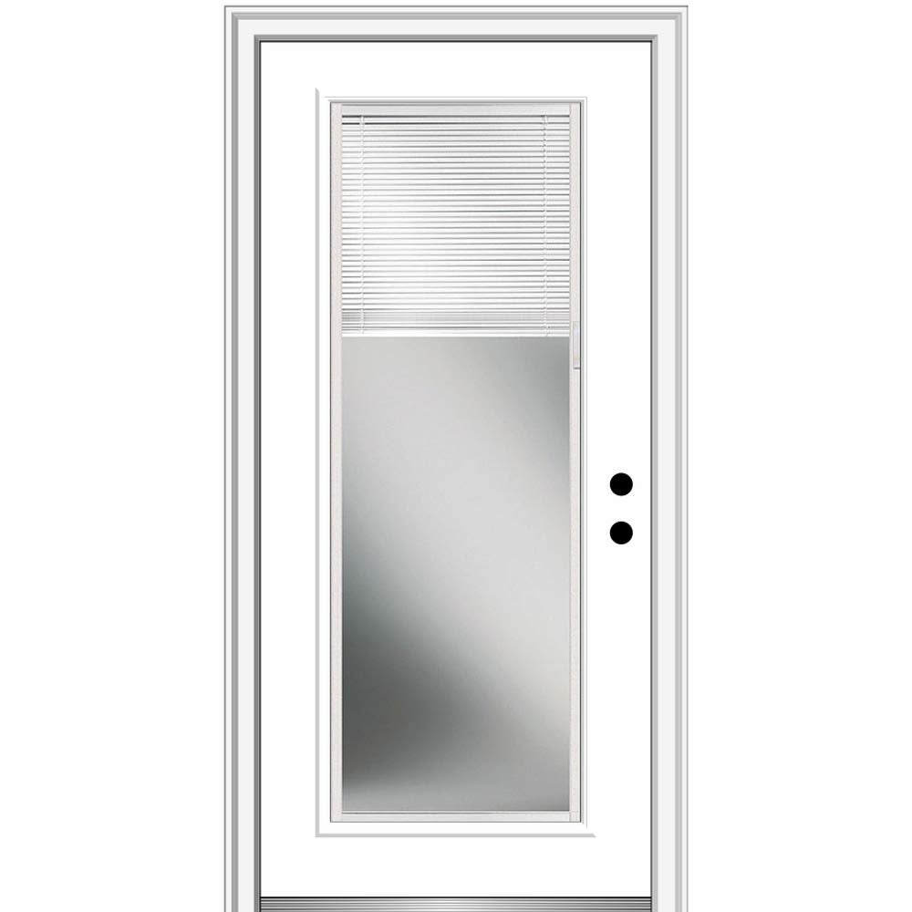 Steel Brilliant White Left Hand In-swing Prehung Door Full Lite Clear Glass 36" x 80" R592428