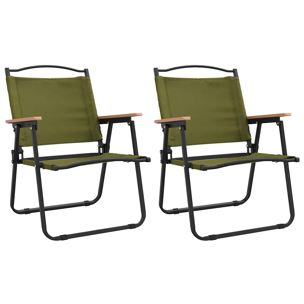 Green Oxford Fabric Folding Camping Chairs 2 Pack Q2810