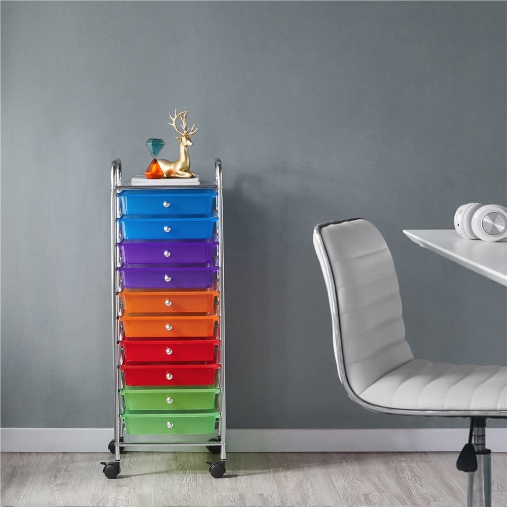 10 Drawer Rolling Storage Cart with Lockable Wheels M388