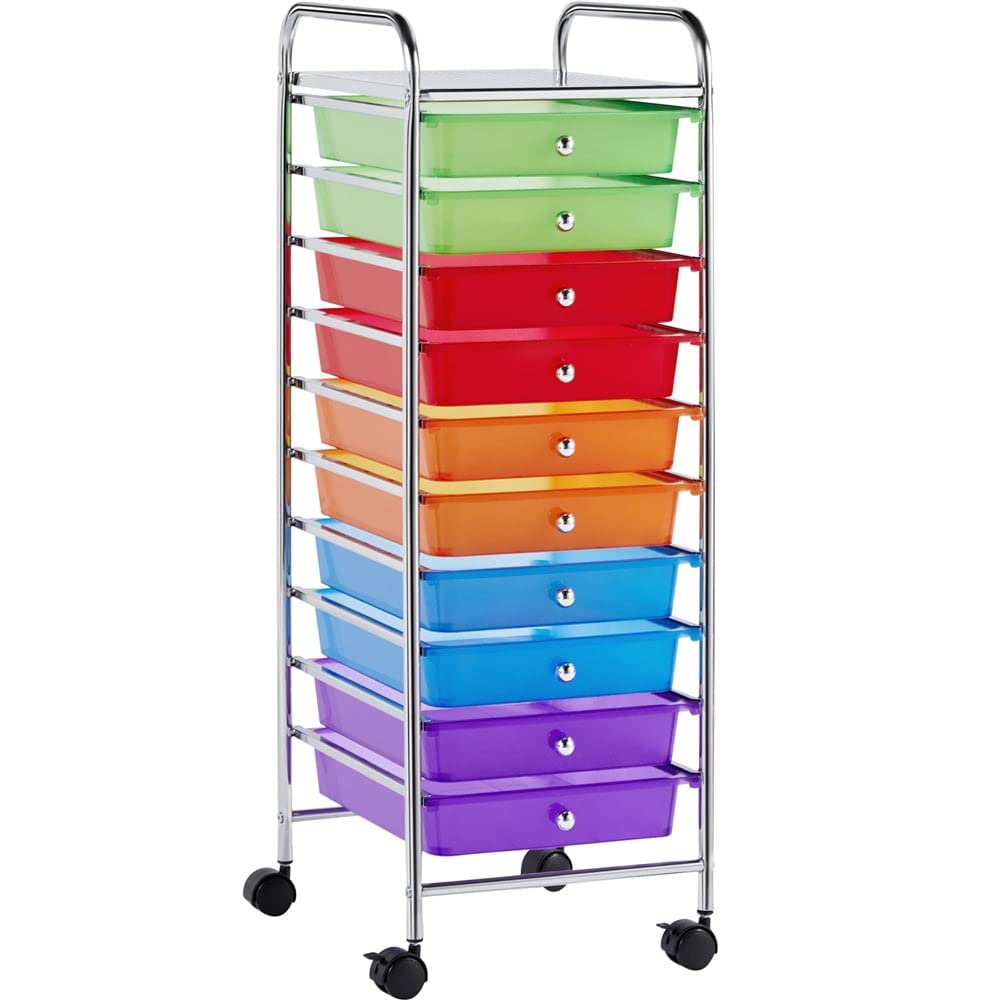 10 Drawer Rolling Storage Cart with Lockable Wheels M388