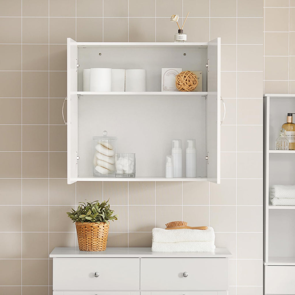 White Wall Storage Cabinet with Adjustable Shelf Z682