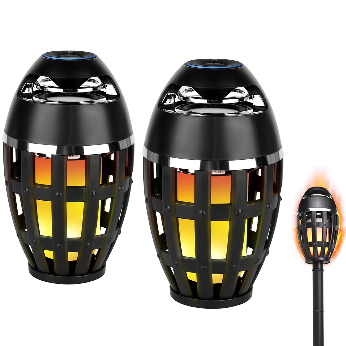 2 Pack Outdoor Bluetooth Flame Speakers with Stakes Y12266