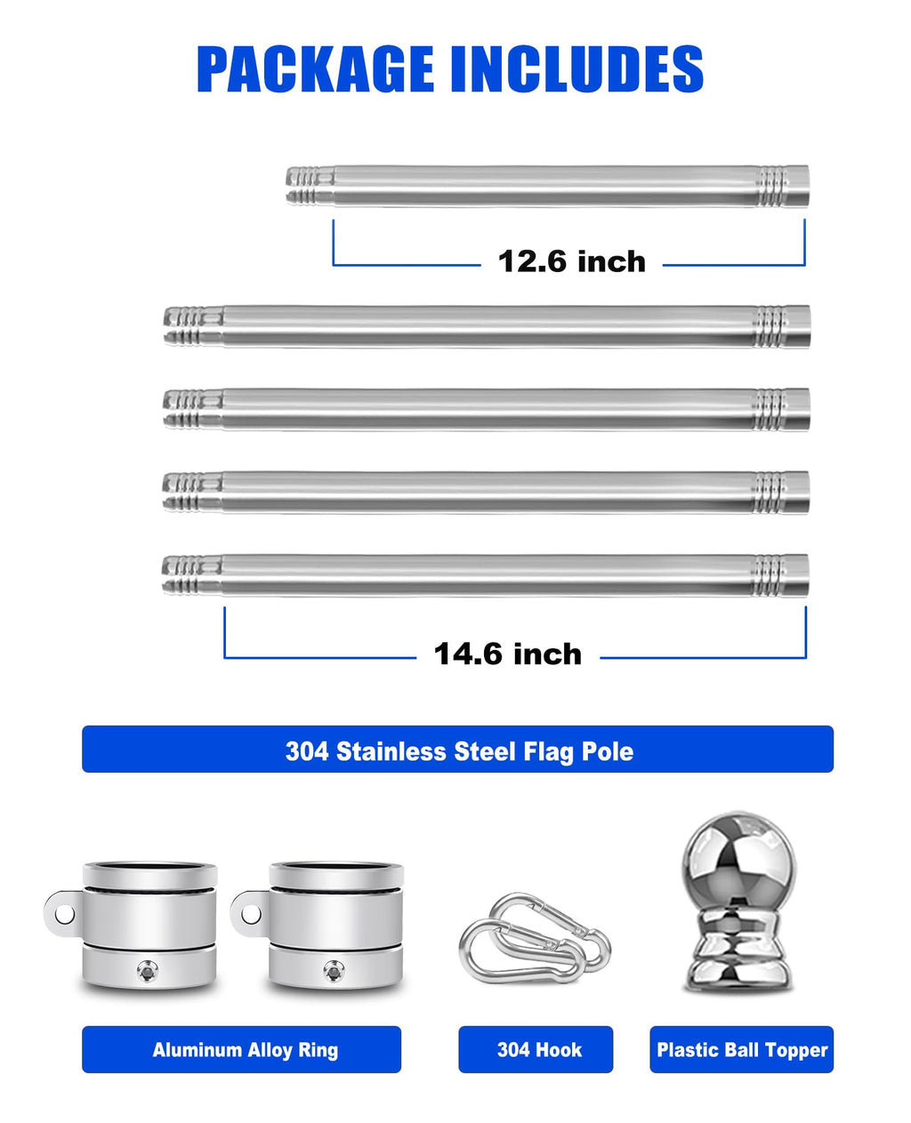 T304 Stainless Steel Flag Pole O772
