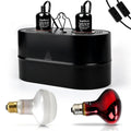 2-in-1 Deep Dome Reptile Light Fixture Kit with 100W UVA Basking Bulb & 100W Infrared Heat Lamp Q509762