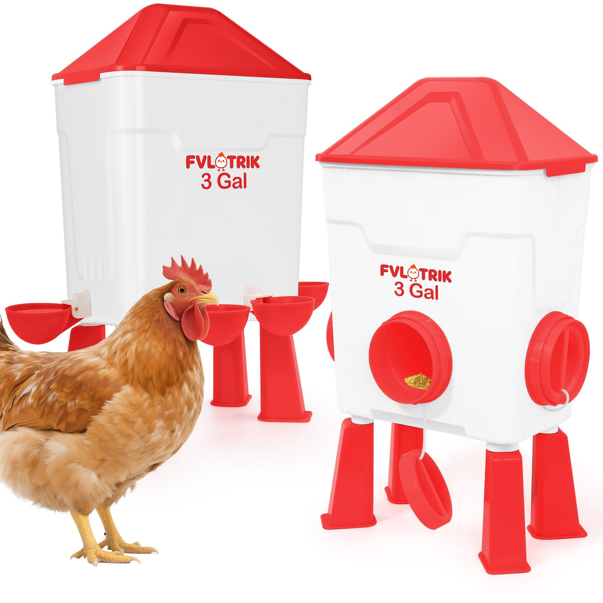 3 Gallon Chicken Waterer and Feeder Set K7697