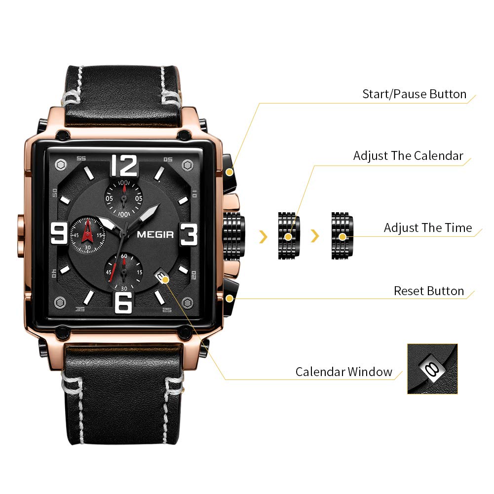 Men's Analogue Luminous Quartz Watch with Leather Strap A15088
