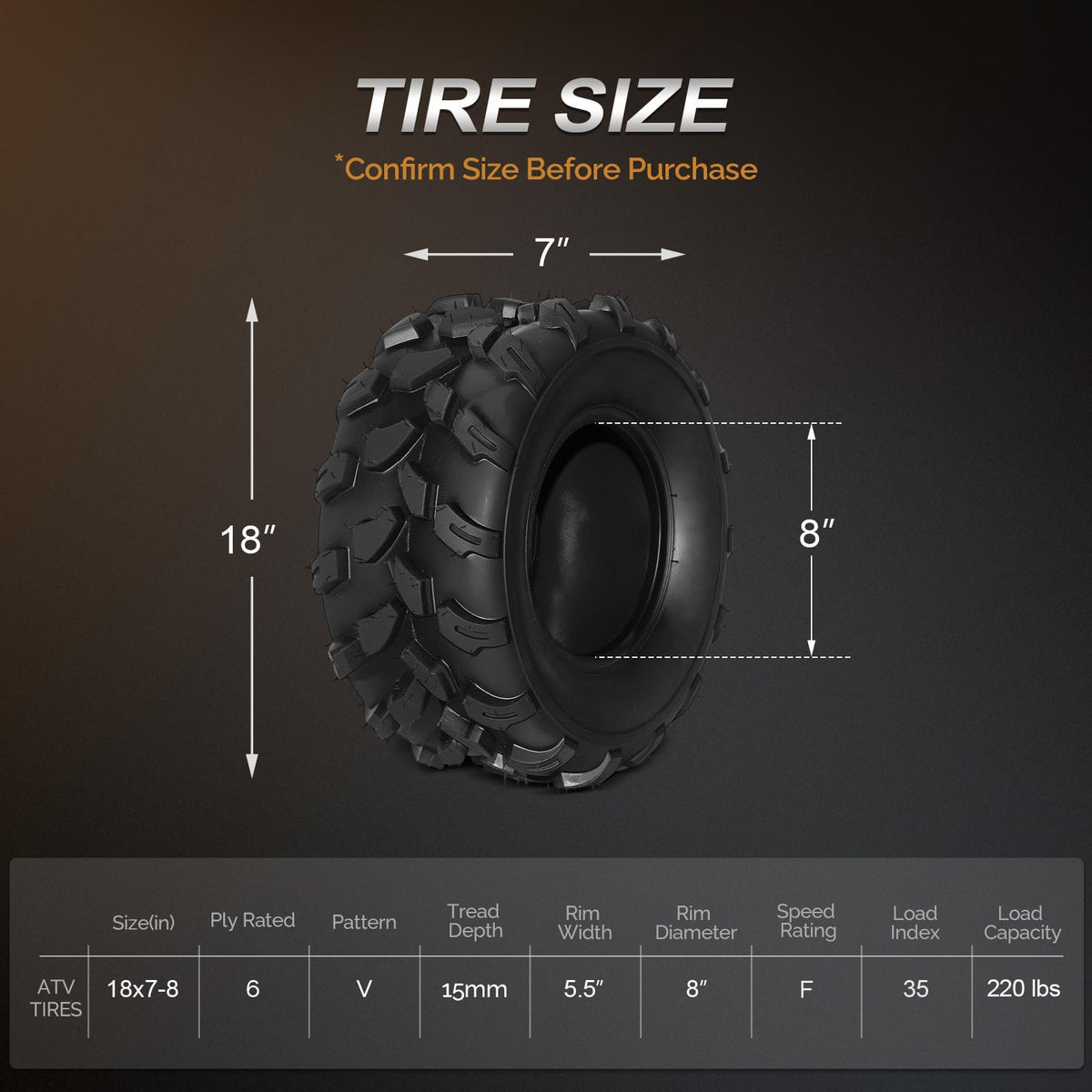 Set of 2 18x7-8 All-Terrain Mud Tires J216