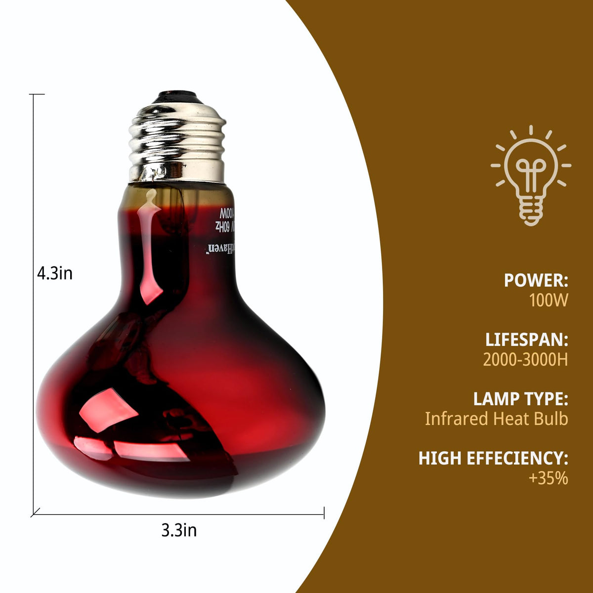 2-in-1 Deep Dome Reptile Light Fixture Kit with 100W UVA Basking Bulb & 100W Infrared Heat Lamp Q509762