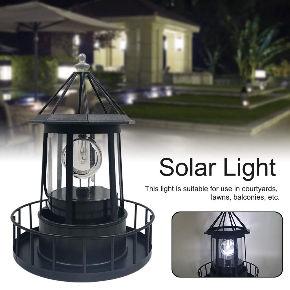 Solar Powered Lighthouse LED Rotating Waterproof Lawn Light J31315