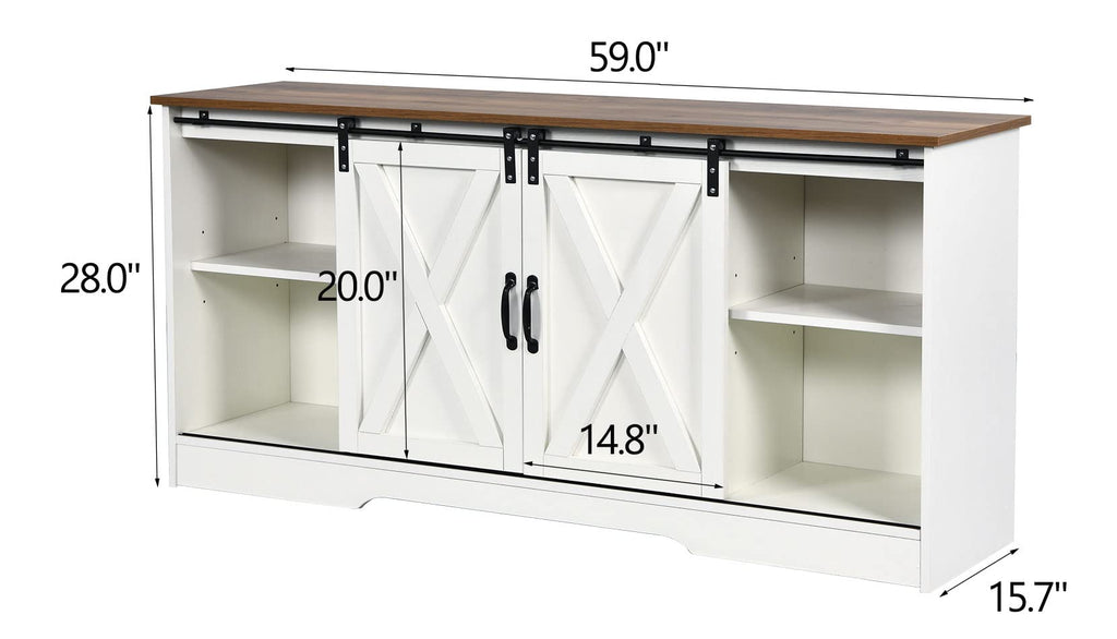 White Farmhouse TV Stand for 65 Inch TV A3391