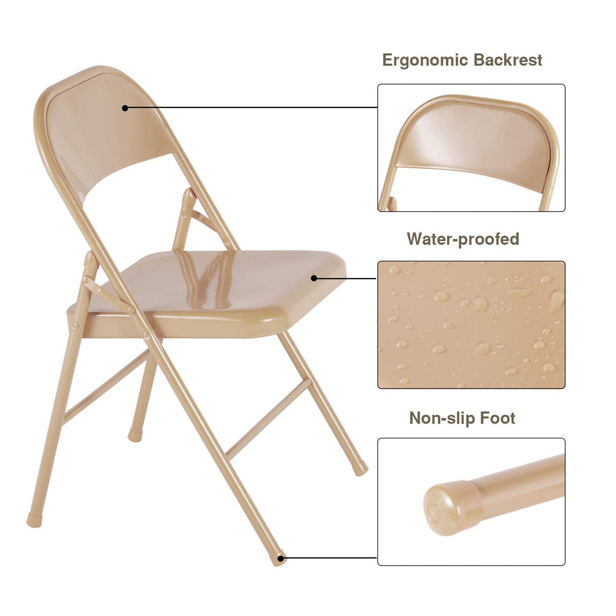 Folding Chair Set of 8 Heavy Duty Metal Stackable B783