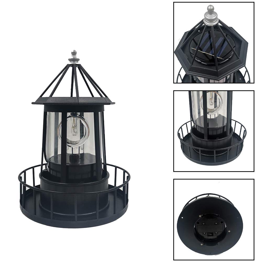 Solar Powered Lighthouse LED Rotating Waterproof Lawn Light J31315