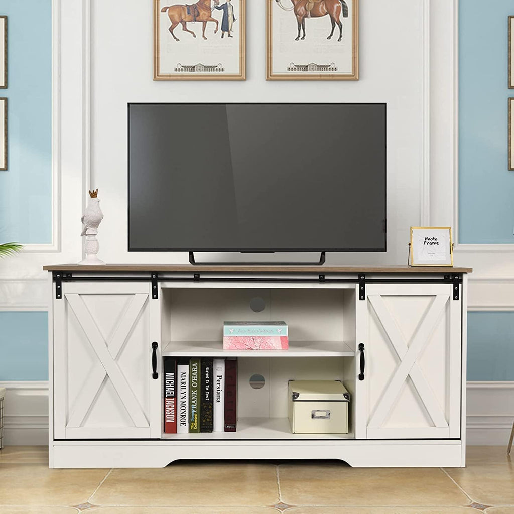 White Farmhouse TV Stand for 65 Inch TV A3391