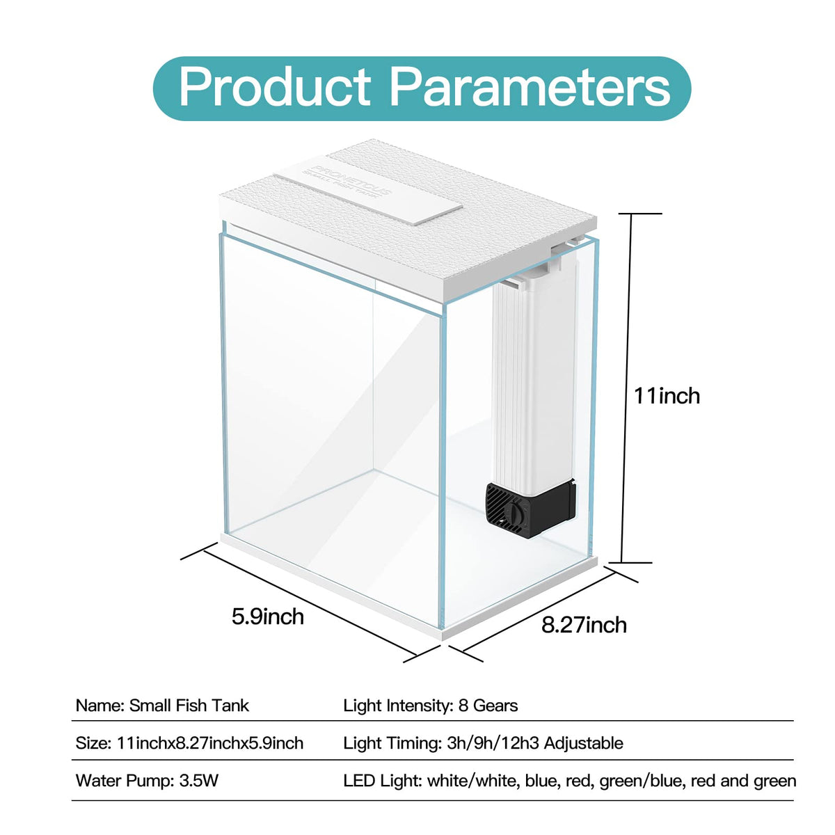 2 Gallon Glass Aquarium Starter Kit with Filter and Light U759189