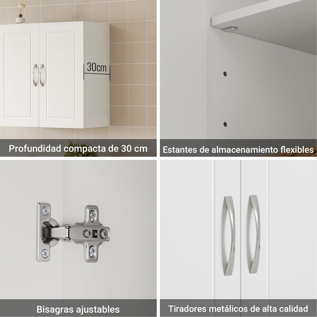 White Wall Storage Cabinet with Adjustable Shelf Z682