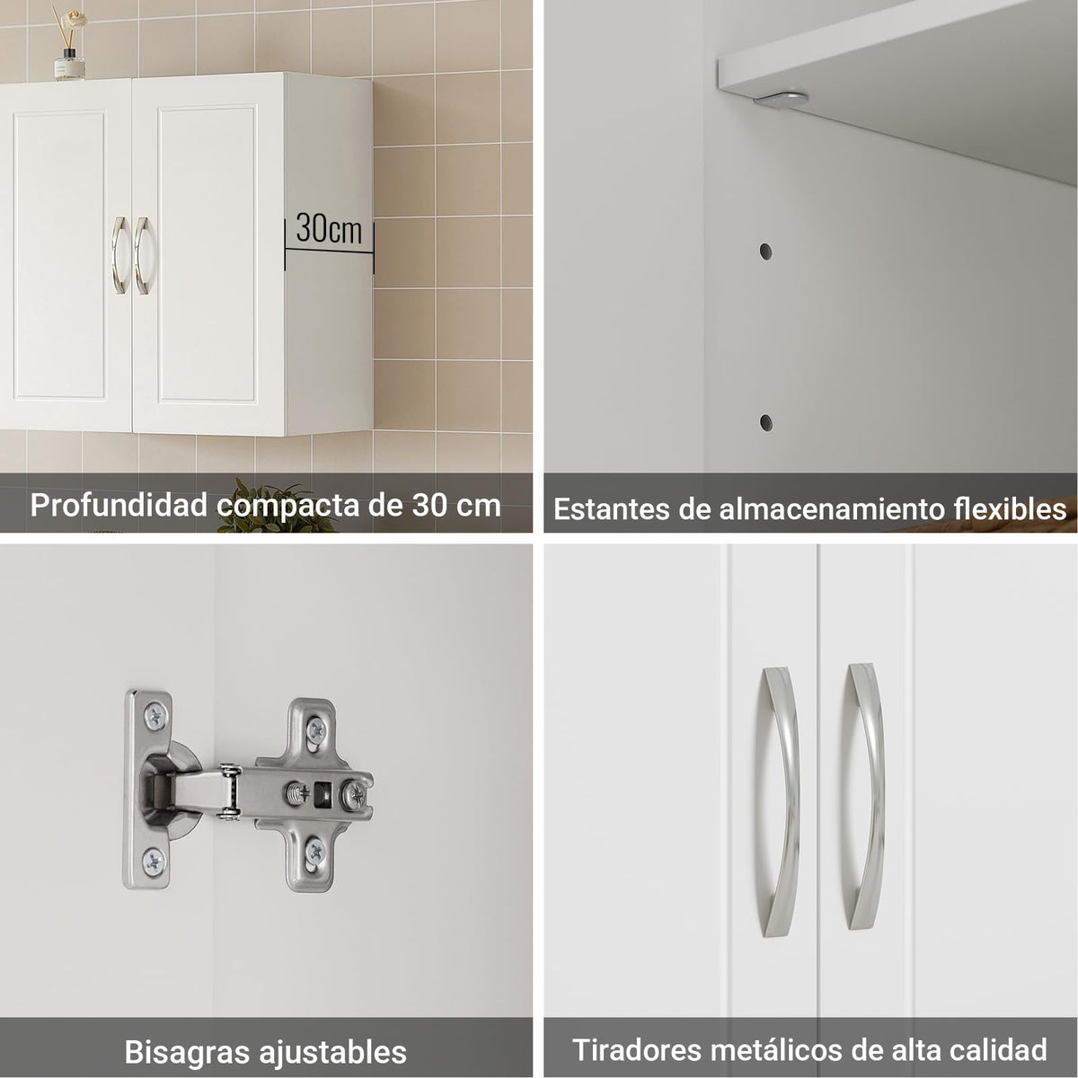 White Wall Storage Cabinet with Adjustable Shelf Z682