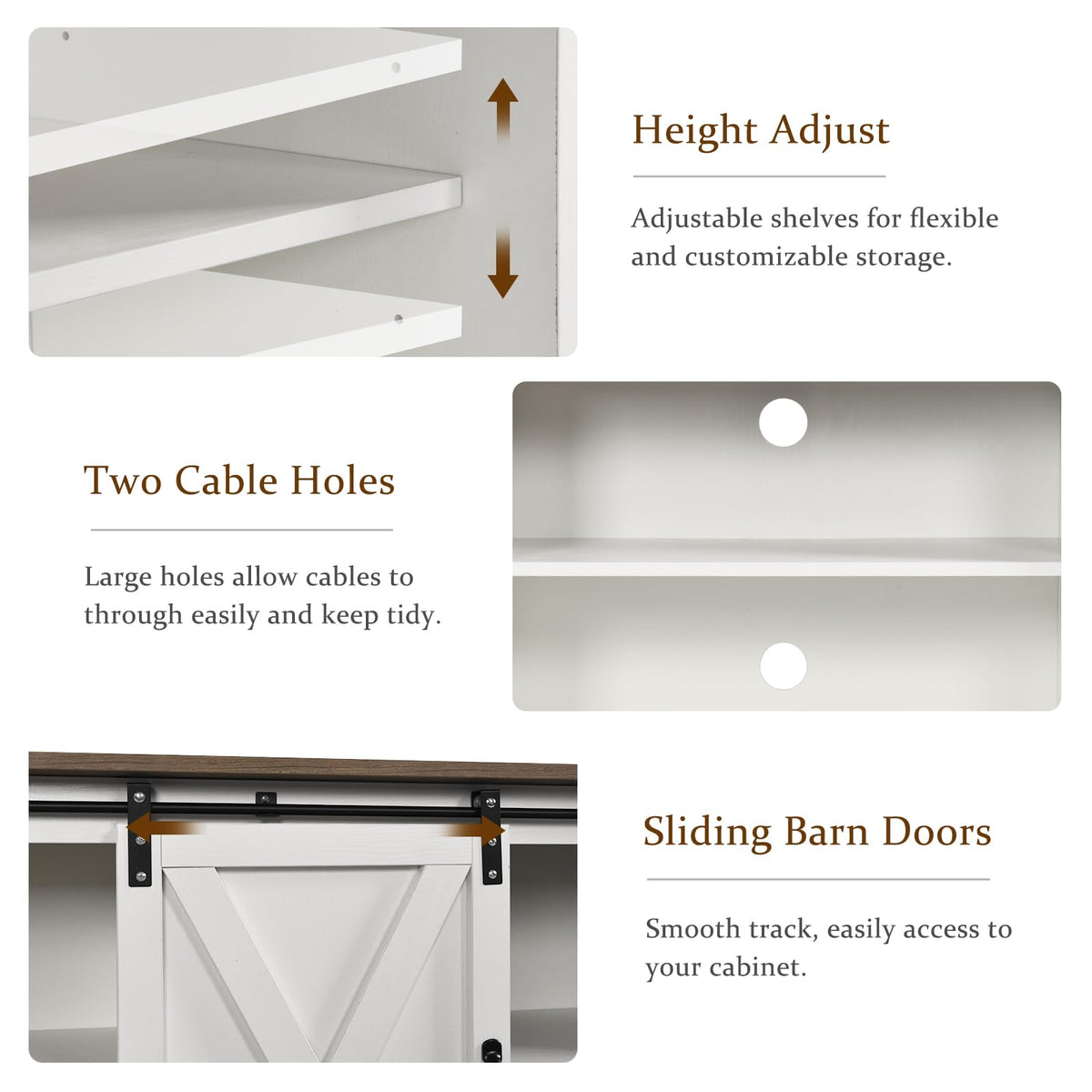White Farmhouse TV Stand for 65 Inch TV A3391