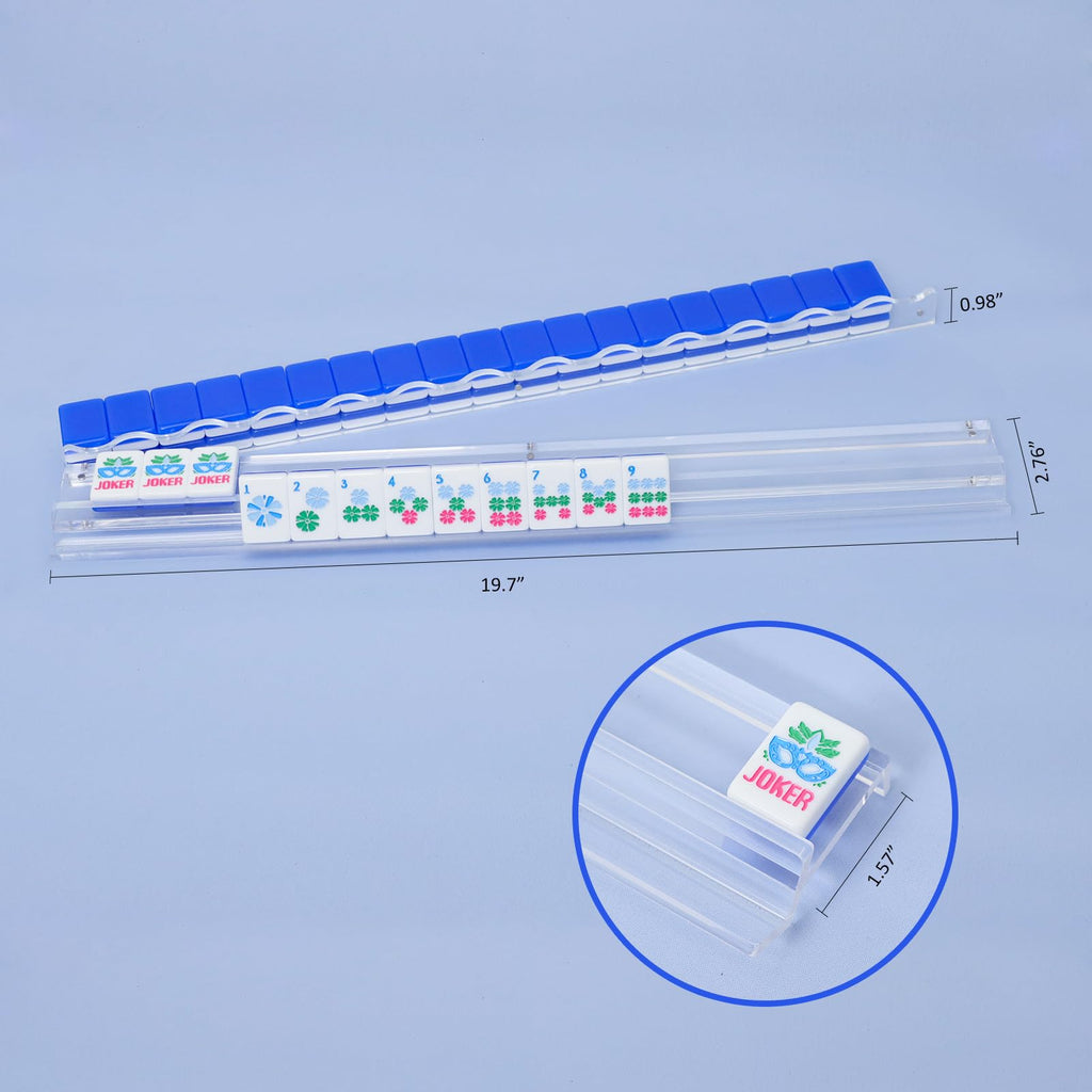 4-Pack Clear Acrylic Mahjong Racks with Pushers 19.7" N9224
