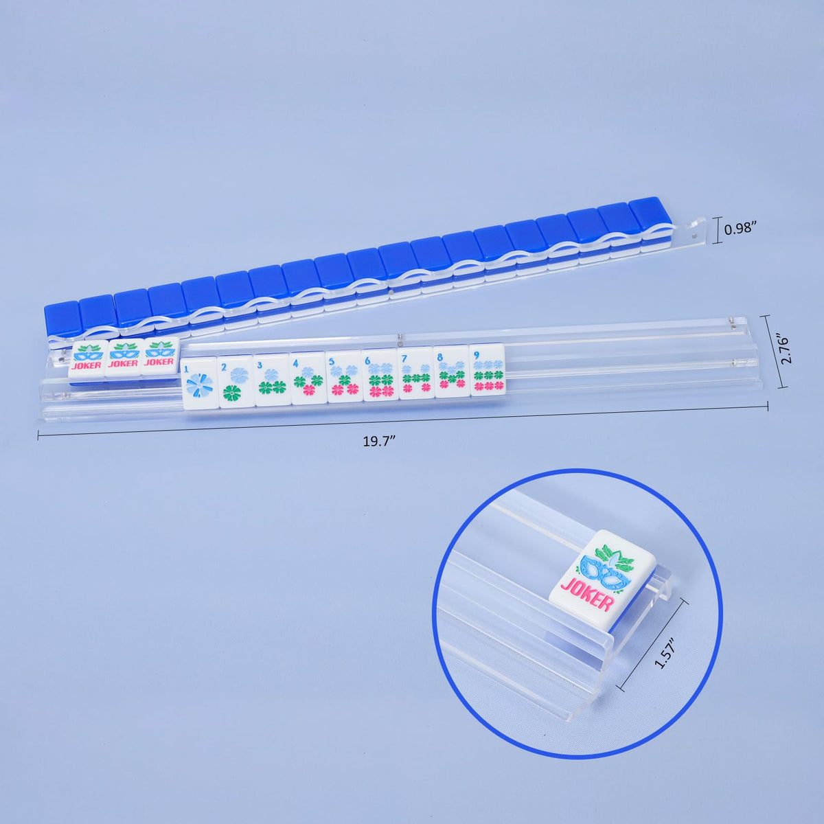 4-Pack Clear Acrylic Mahjong Racks with Pushers 19.7" N9224