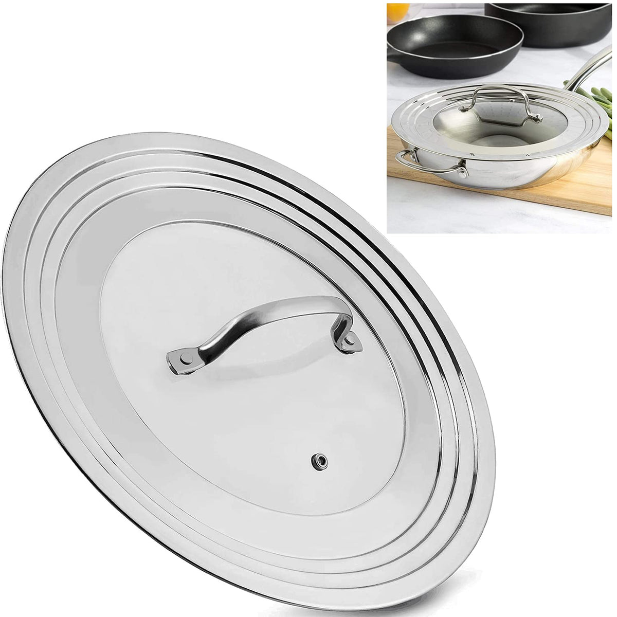 Stainless Steel Universal Lid for Pots, Pans and Skillets G2633