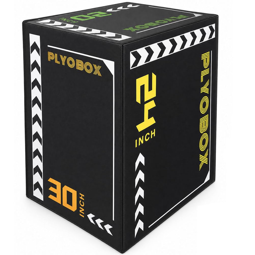 3-in-1 Foam Plyometric Jump Box, 20/24/30 Inch Plyo Box with Non-Slip PVC Cover Y503