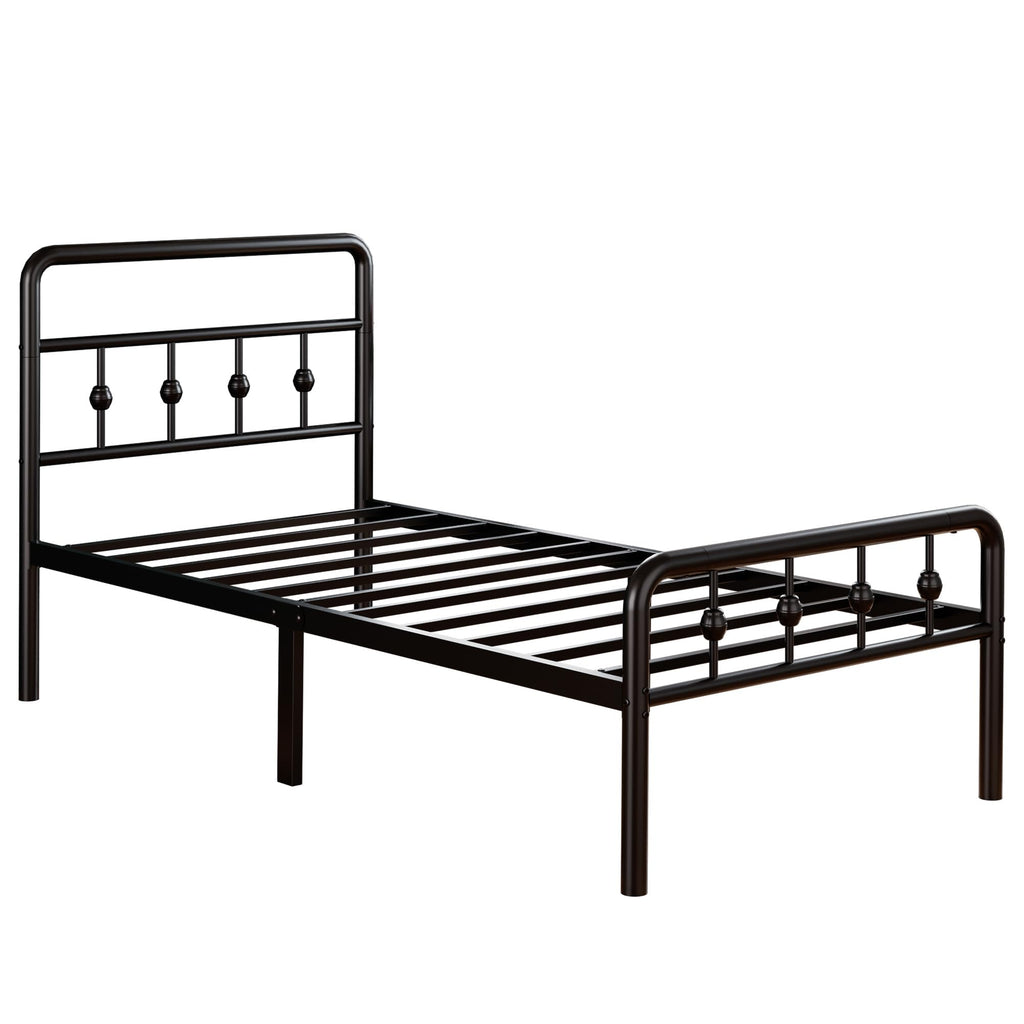 16 Inch Twin Metal Platform Bed with Headboard and Footboard Z334