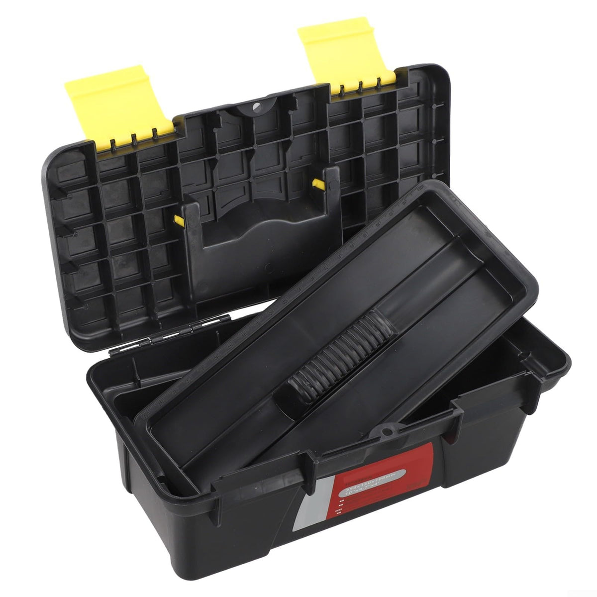 10 Inch Black Plastic Toolbox with Dual Layer Organization P1772