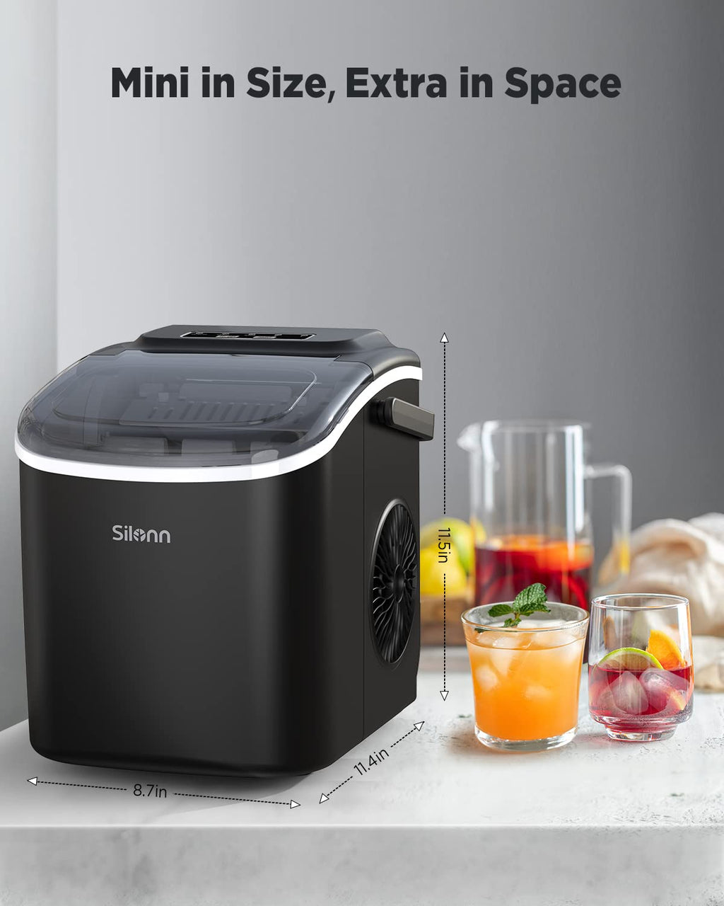 Countertop Ice Maker with Ice Scoop and Basket, Black N988