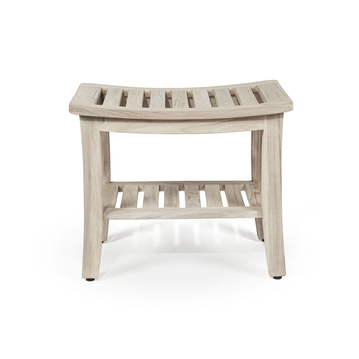 Gray Teak Shower Bench with Shelf 21 Inch Y5606