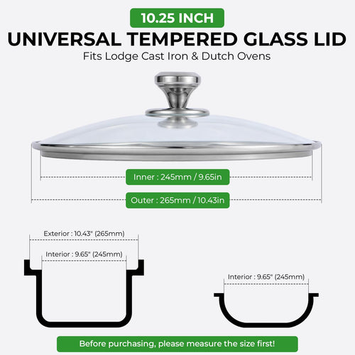 10.25 Inch Tempered Glass Lid with Stainless Steel Knob M634773