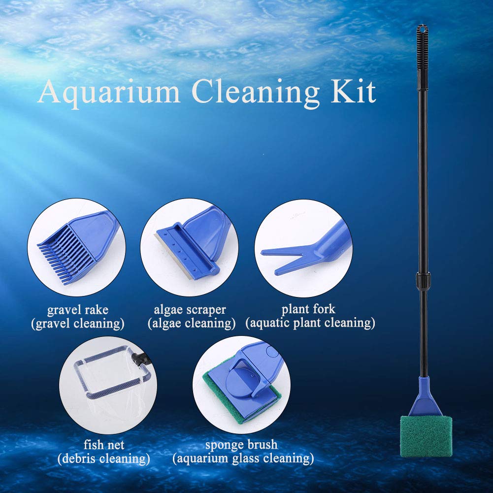 5 in 1 Retractable Aquarium Cleaning Kit with Extendable Handle I5589