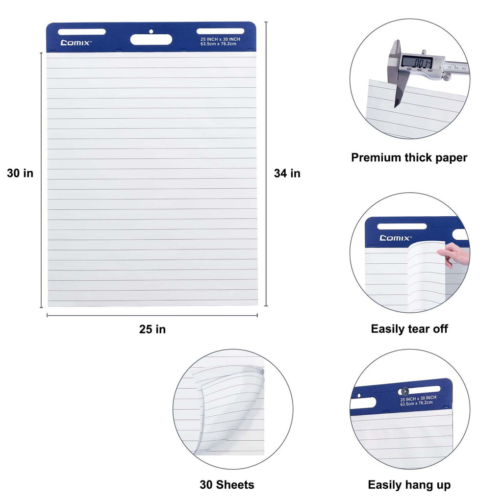 White Lined Sticky Easel Pad 25 x 30 Inches 30 Sheets 4 Pads D114