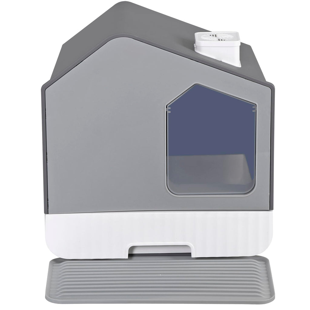 Large Enclosed Hooded Cat Litter Box with Mat & Litter Scoop T704