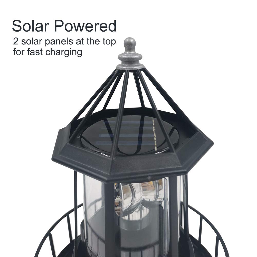 Solar Powered Lighthouse LED Rotating Waterproof Lawn Light J31315