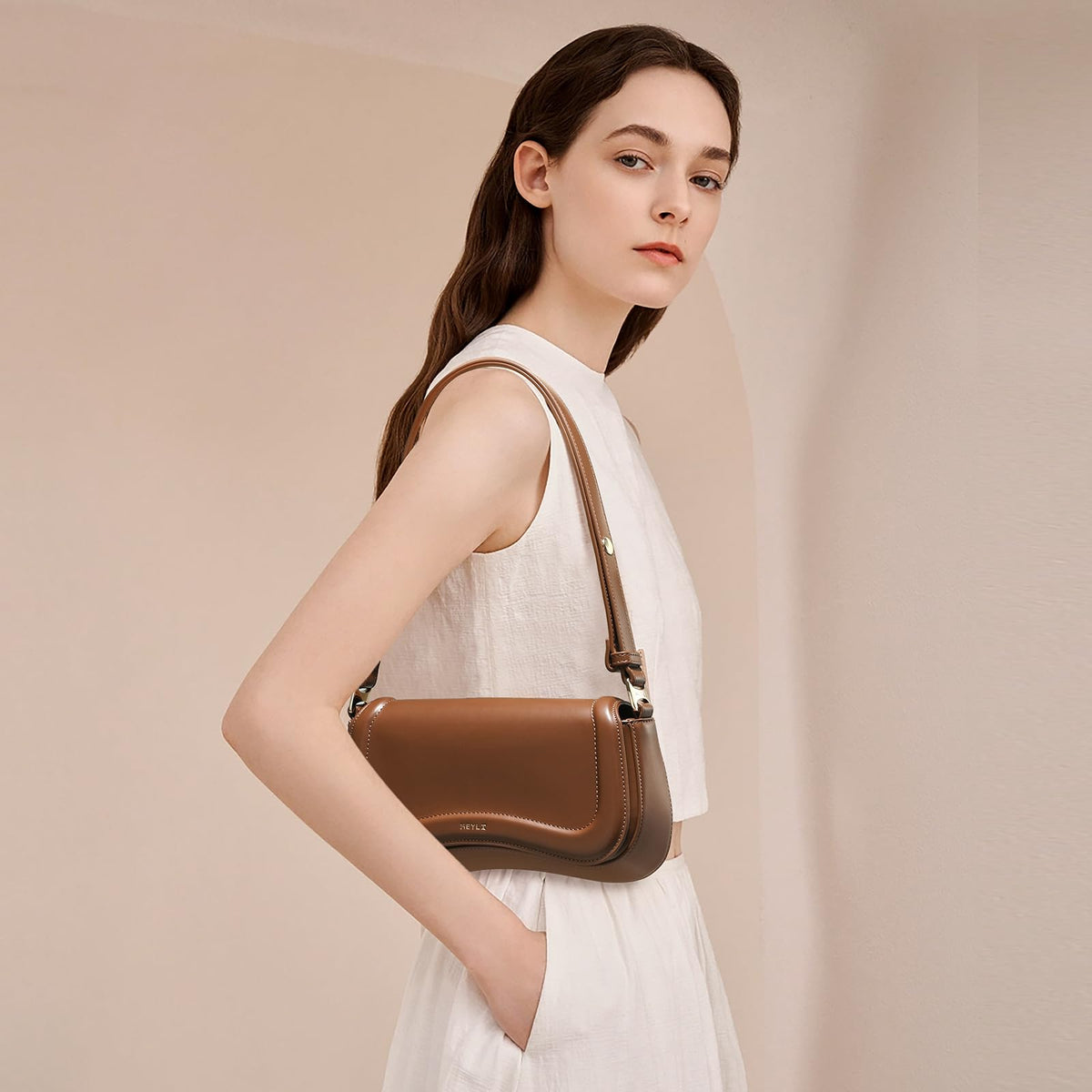 Waterproof Leather Small Shoulder Bag B5884