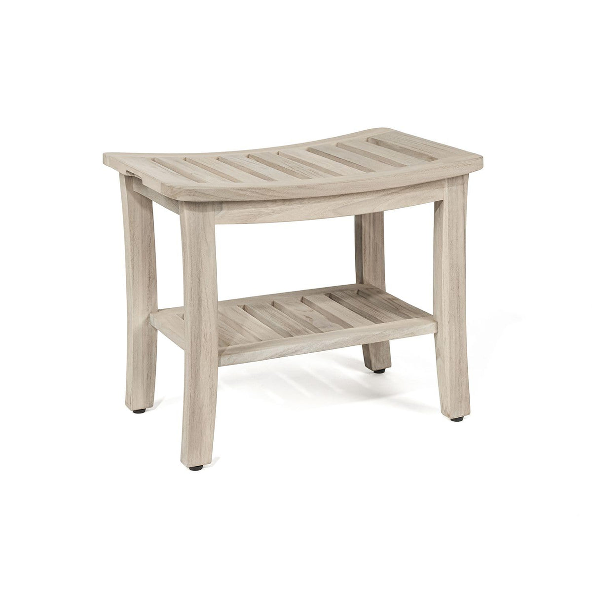 Gray Teak Shower Bench with Shelf 21 Inch Y5606