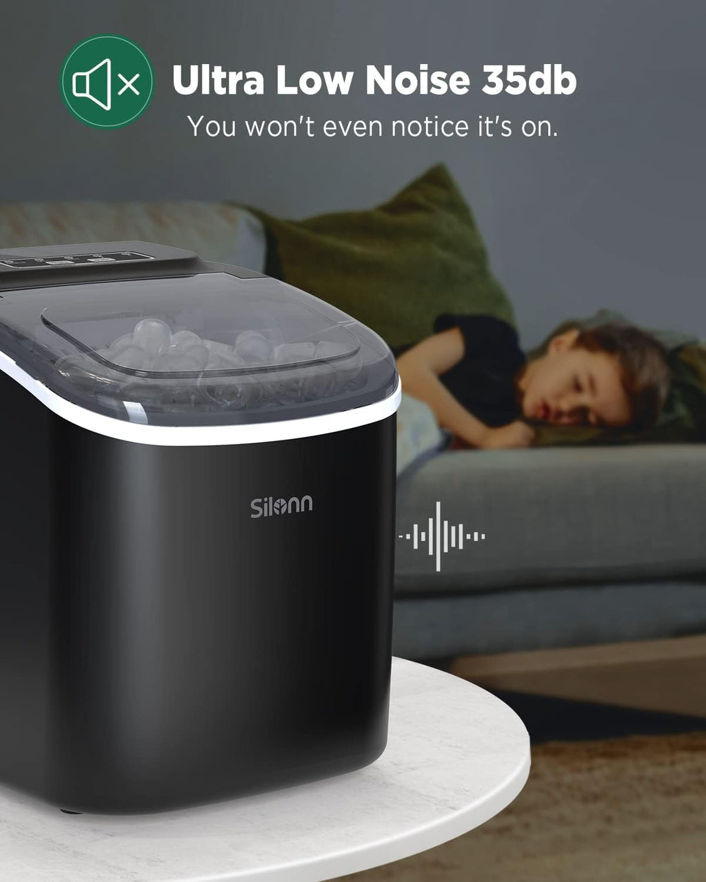 Countertop Ice Maker with Ice Scoop and Basket, Black N988
