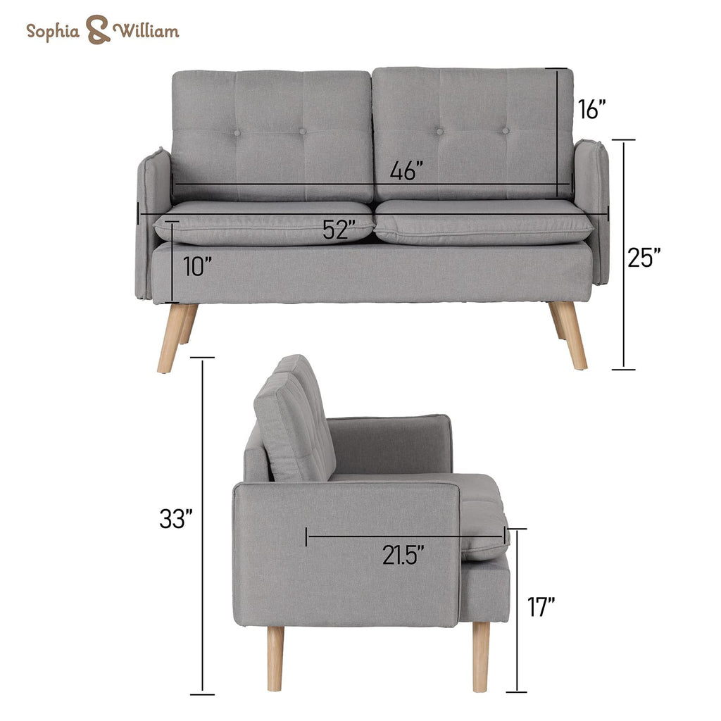 52" Light Gray Loveseat Sofa Y766