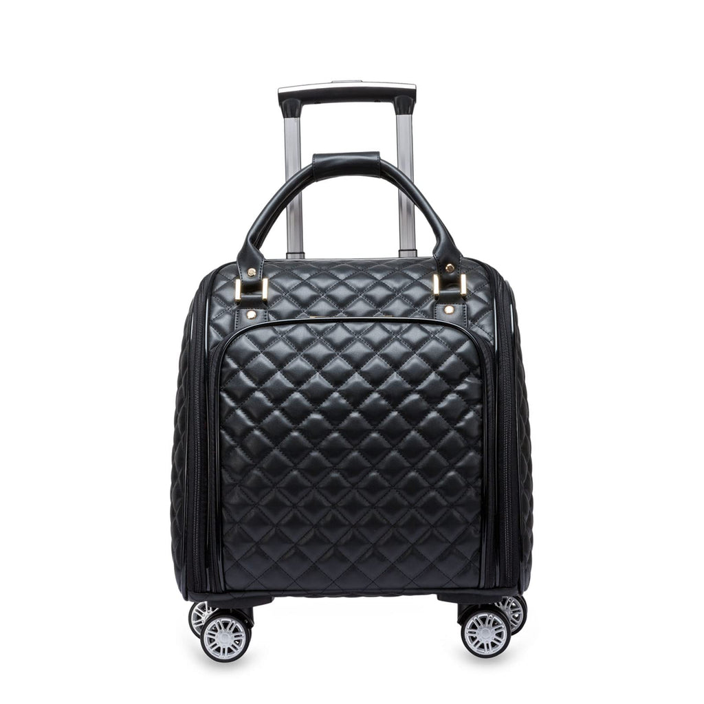 Leather Expandable Spinner Underseat Carry On Luggage A60053