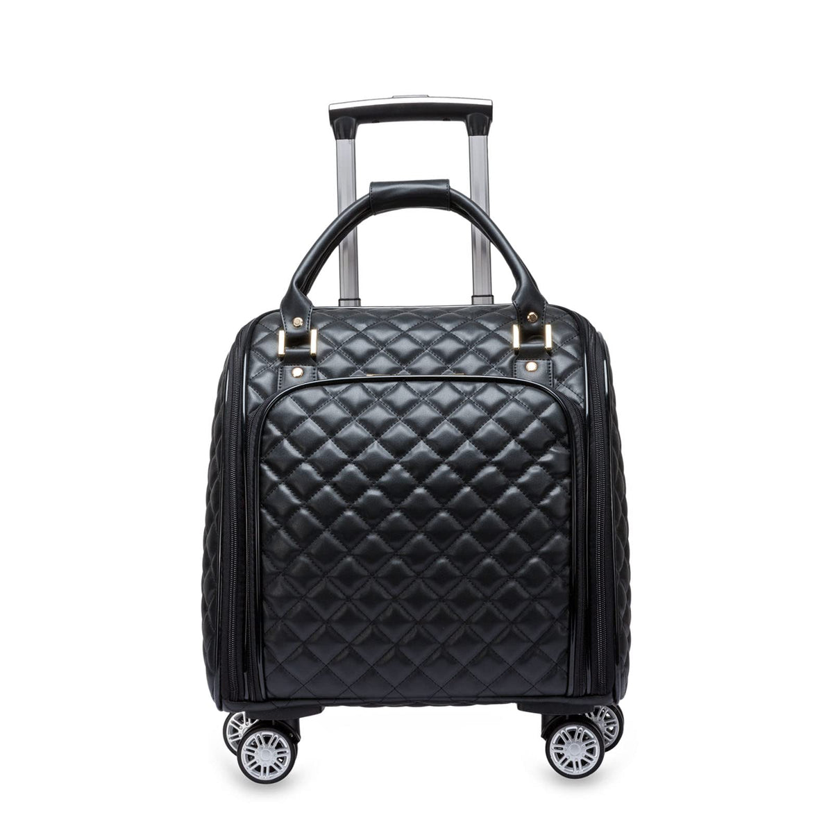 Leather Expandable Spinner Underseat Carry On Luggage A60053