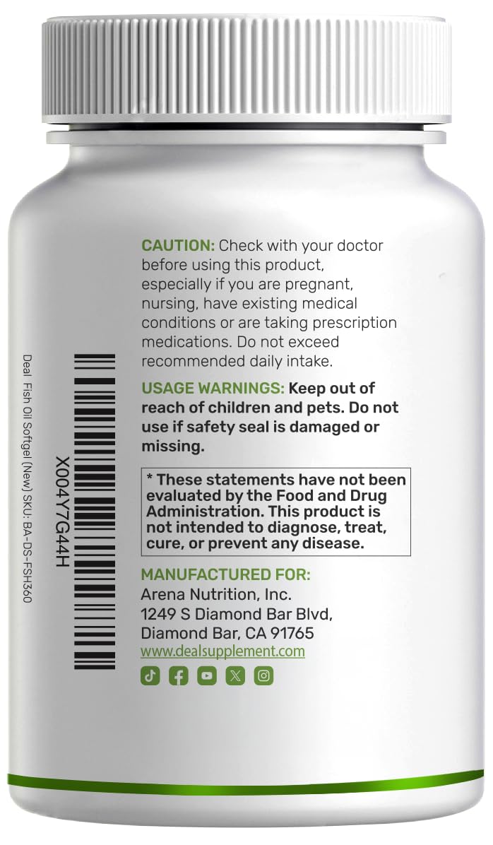 Omega-3 Fish Oil 360 Softgels 1,000mg Lemon Flavor D621
