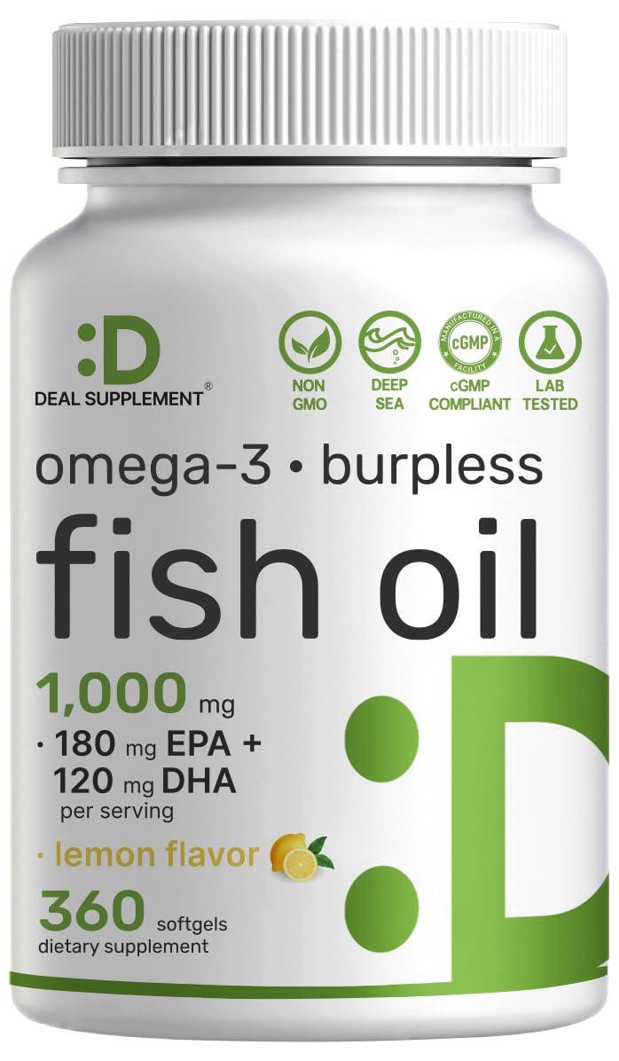 Omega-3 Fish Oil 360 Softgels 1,000mg Lemon Flavor D621
