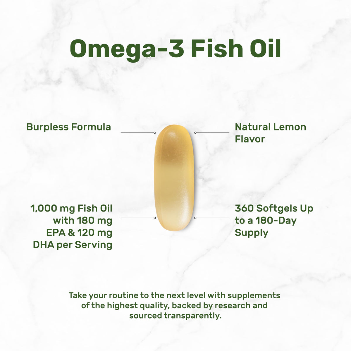 Omega-3 Fish Oil 360 Softgels 1,000mg Lemon Flavor D621