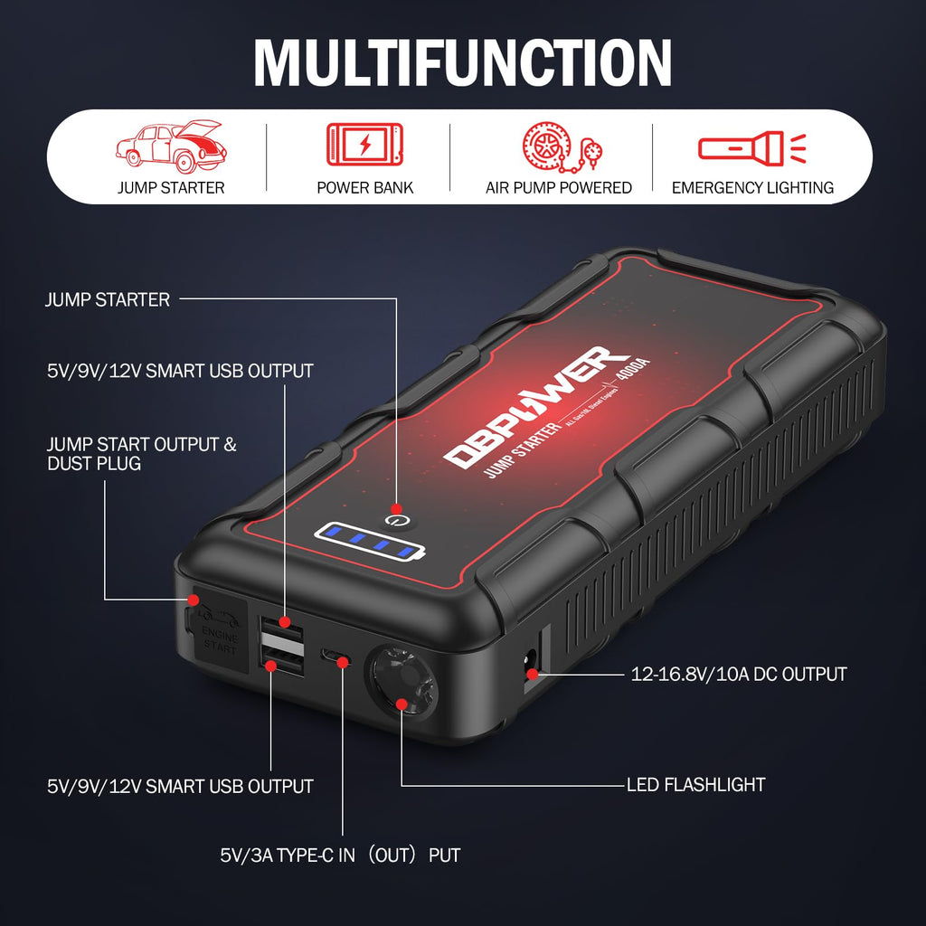 4000A Peak 88.8Wh Portable Car Jump Starter W275