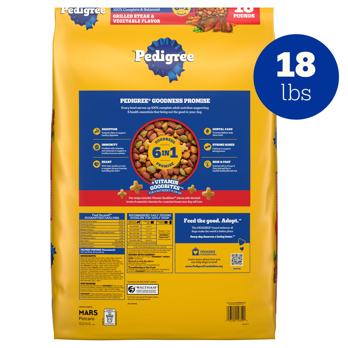 Adult Complete Nutrition Dry Dog Food Steak & Vegetable 18 lb R61793