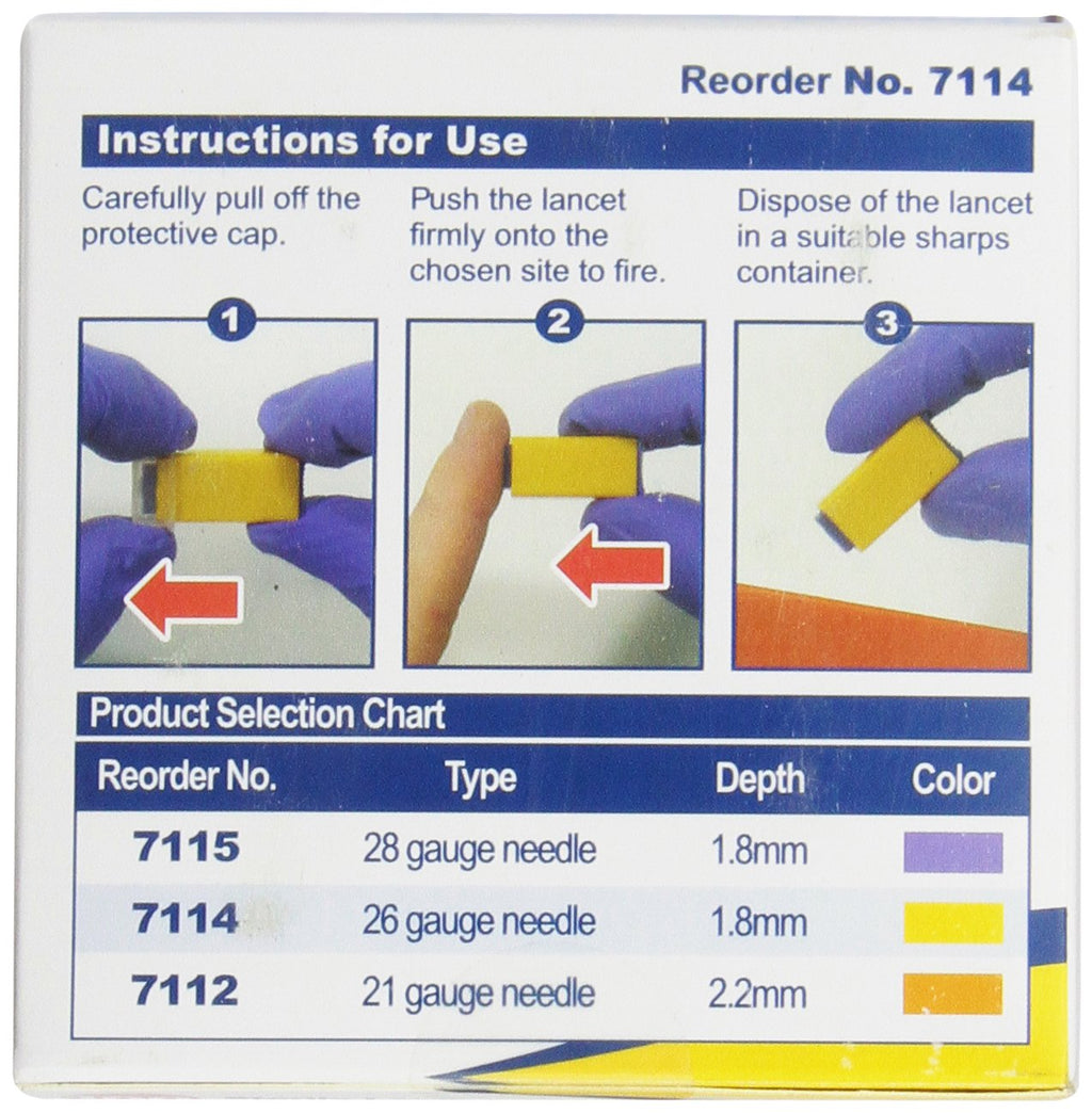 26 Gauge Sterile Safety Lancets 100 Count D9723