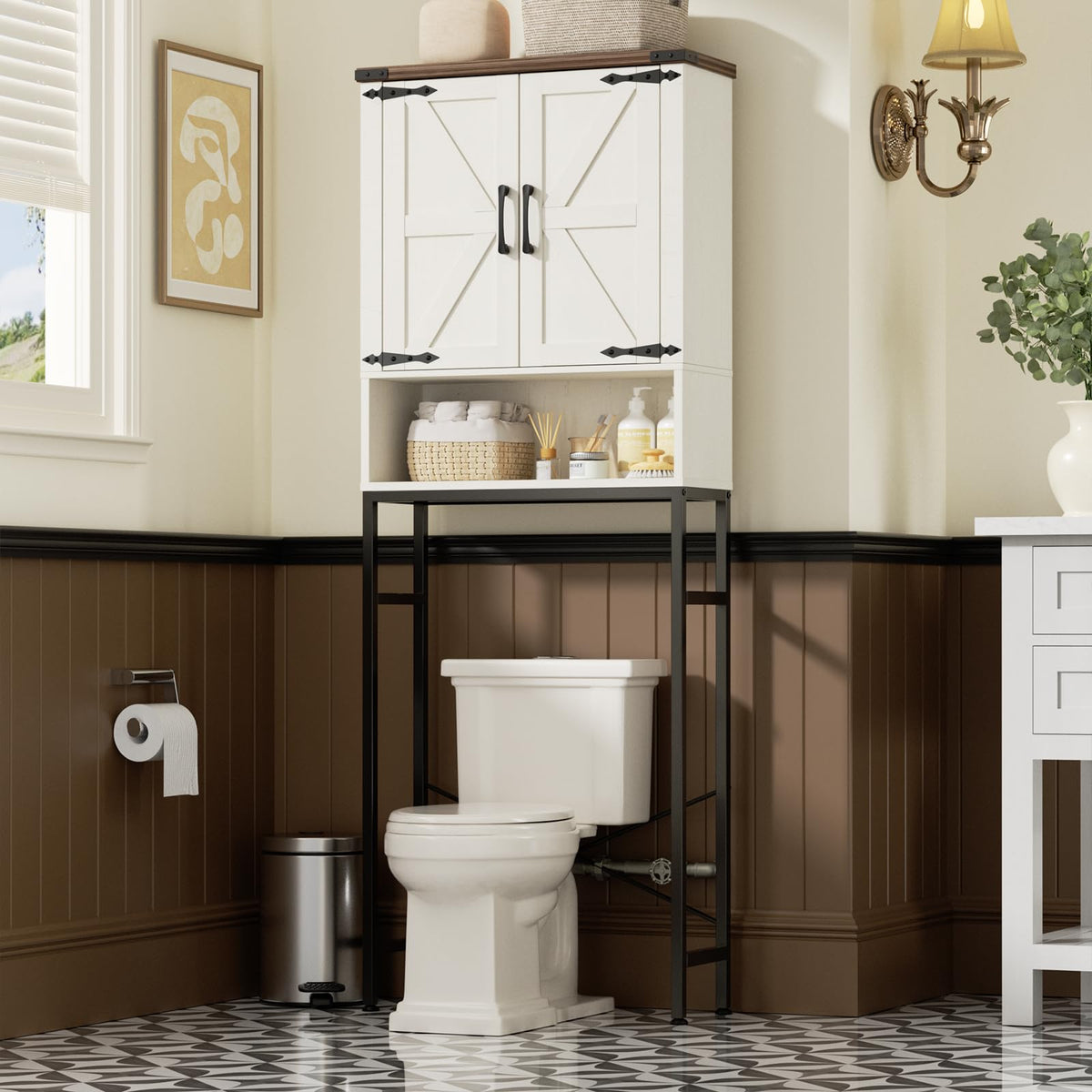 Over The Toilet Storage Cabinet with Adjustable Shelf, White N2310
