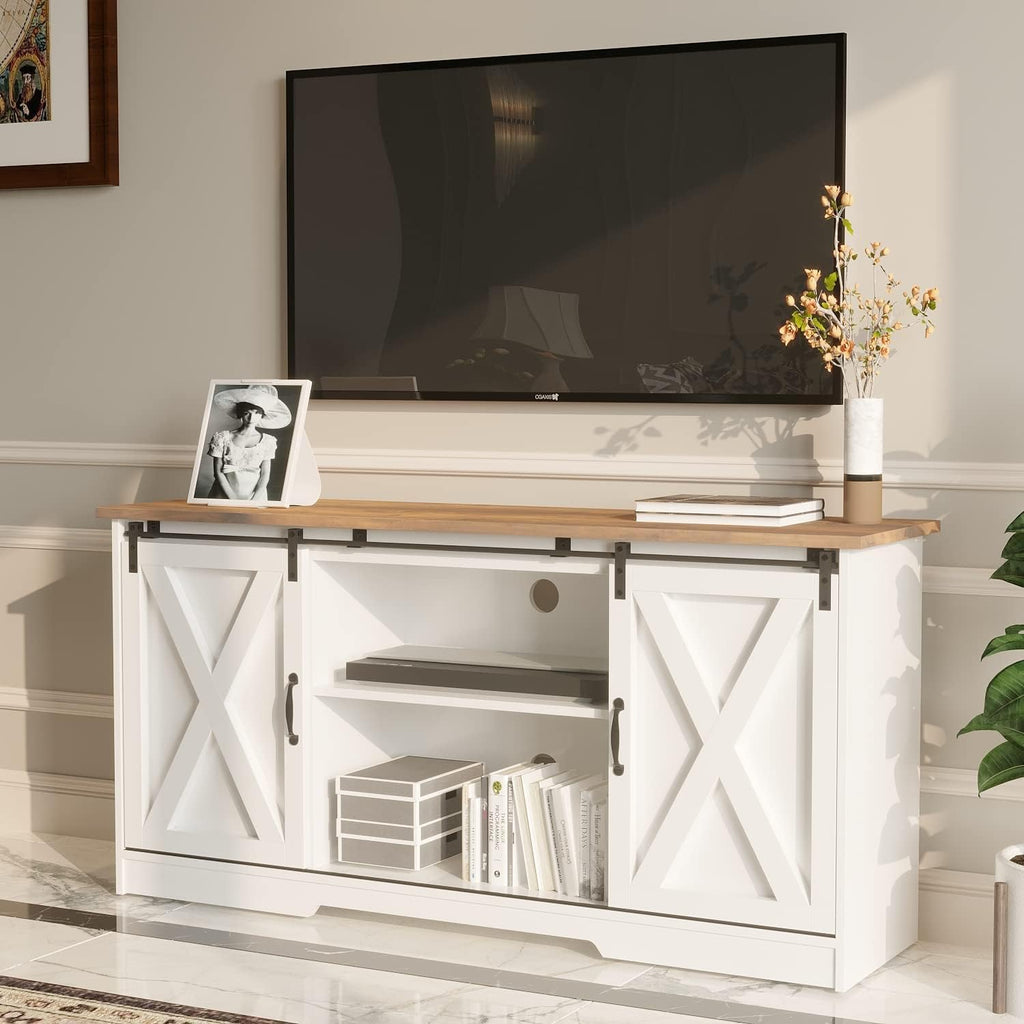 White Farmhouse TV Stand for 65 Inch TV A3391